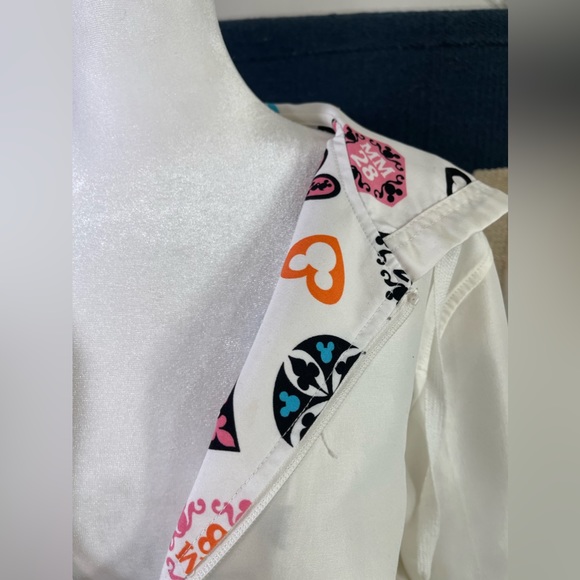 Authentic Disney Worlds White Cotton Mickey Mouse Zipper Hoodie Jacket M - Picture 3 of 9